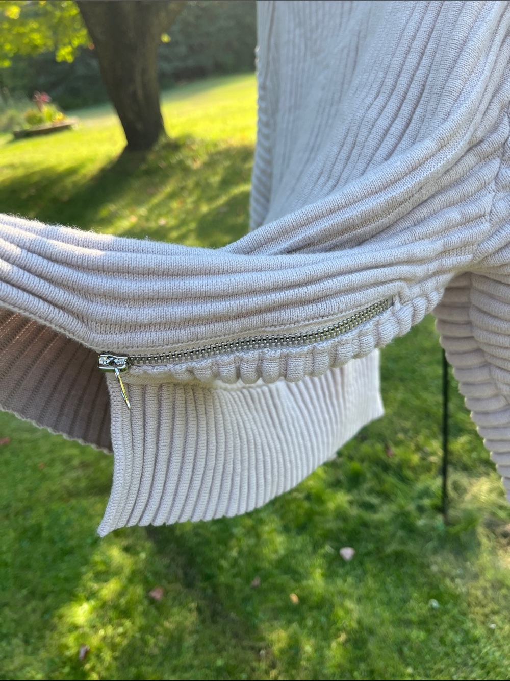 Varley Cream Ribbed Crew Sweater - Picture 4 of 5
